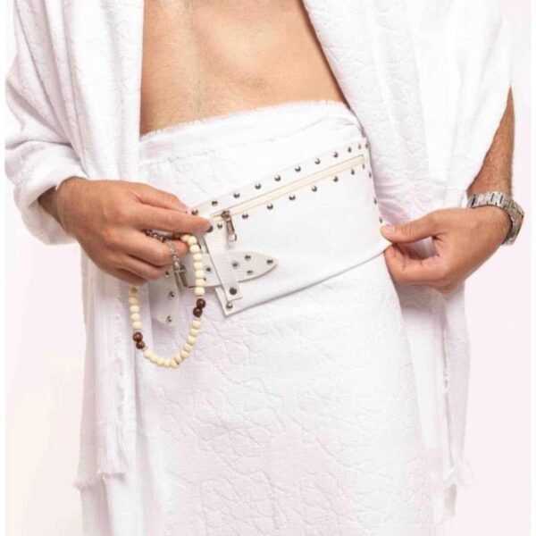 حزام جلد استك مزود بالجيب و كباسين